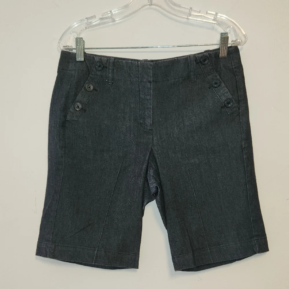 Sandro Charcoal Denim Cotton Blend Bermuda Sailor Shorts Size 10P NWOT